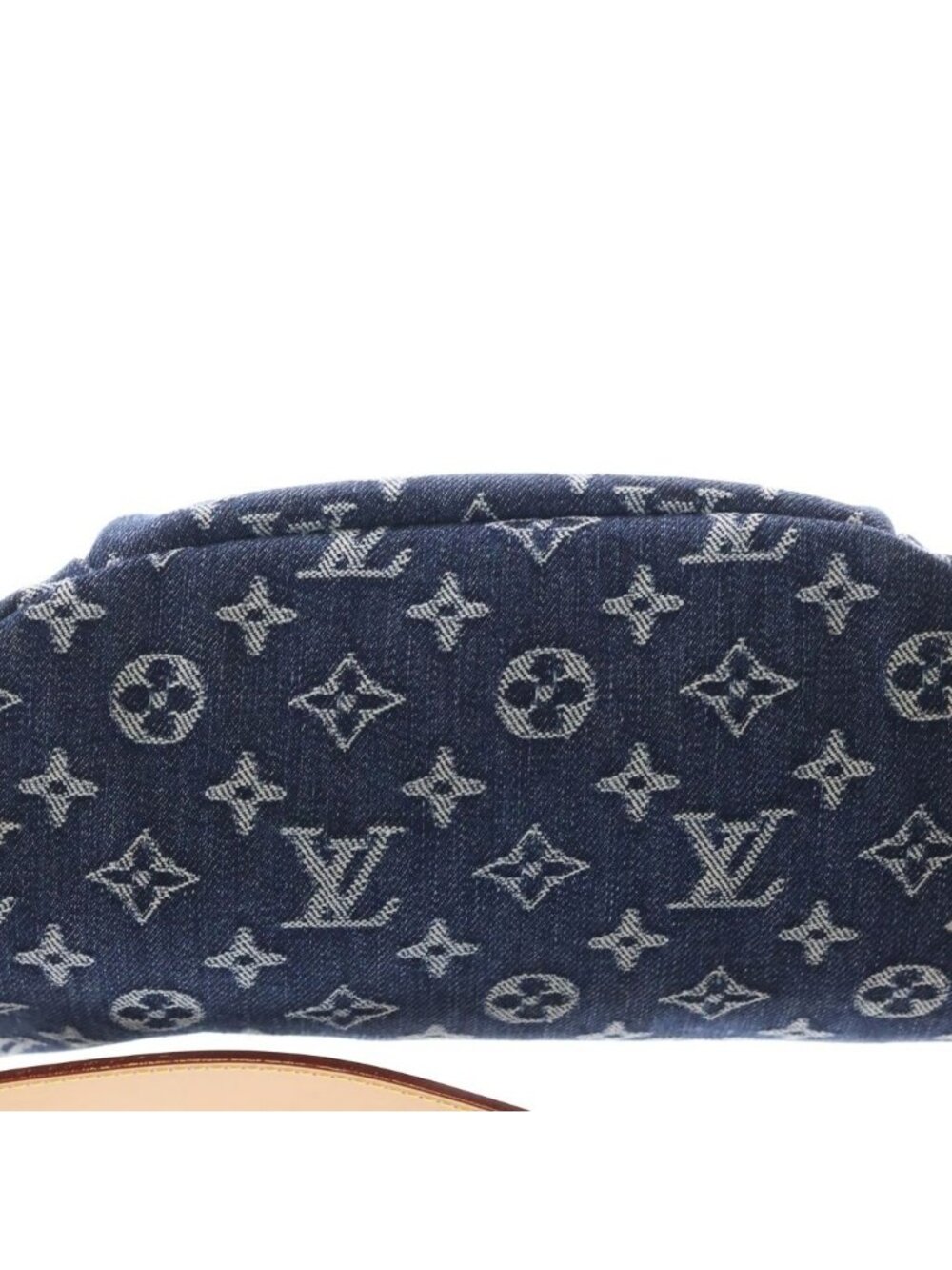 Louis Vuitton Monogram Flower Denim Rush Bum Bag Indigo Blue Brown Leather - Picture 4 of 6